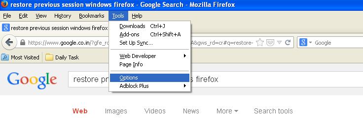Firefox restore session on startup mac